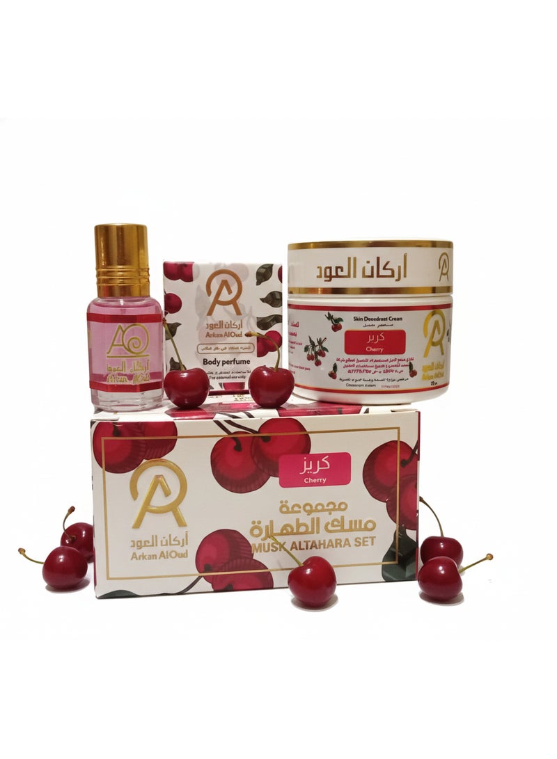 مجموعة مسك طهارة أركان العود من 3 قطع عناية شخصية كاملة انتعاش أصلي رائحة كريز - Image 1